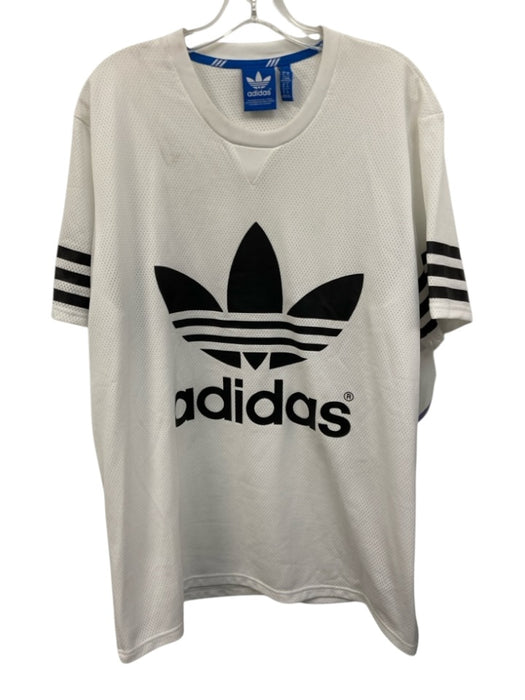 Adidas Size XL White & Black Synthetic Mesh Athletic Men's Short Sleeve White & Black / XL