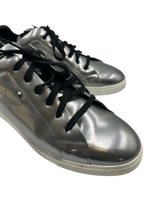 Fendi Shoe Size 12 Silver Leather Solid Sneaker Men's Shoes Silver / 12
