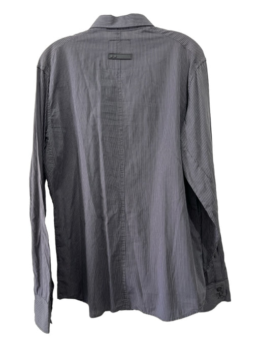 G Star NWT Size XL Gray & White Cotton Blend Striped Front Zip Long Sleeve Shirt XL