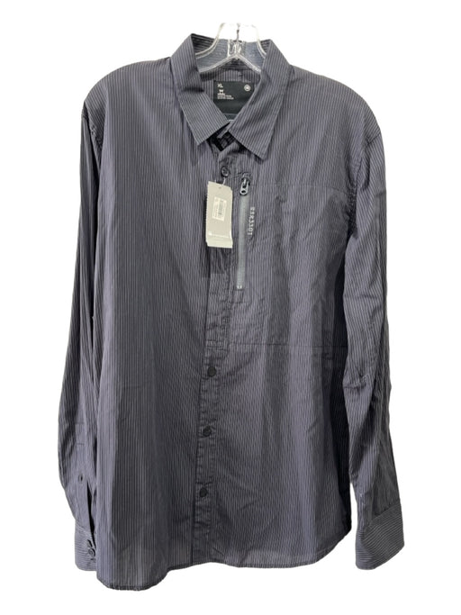 G Star NWT Size XL Gray & White Cotton Blend Striped Front Zip Long Sleeve Shirt XL