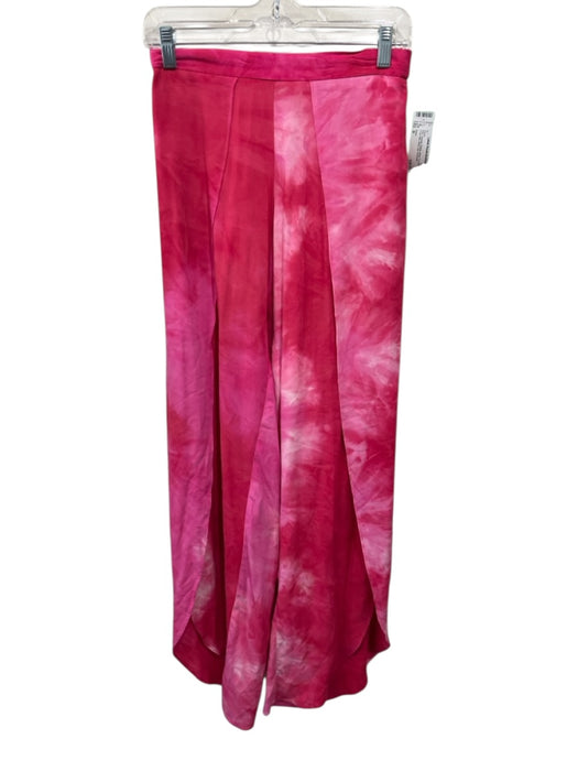 Drew Size S Pink Viscose Elastic Waist Tie Dye Front Slits Wide Leg Pants Pink / S
