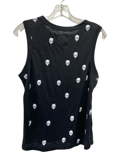 Chasor Size S Black & White Linen Blend Sleeveless Skulls Tank Top Black & White / S