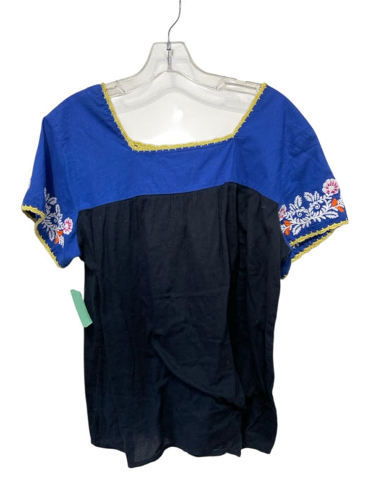 Roberta Roller Rabbit Size M Royal Blue & Black Cotton Short Sleeve Tunic Top Royal Blue & Black / M