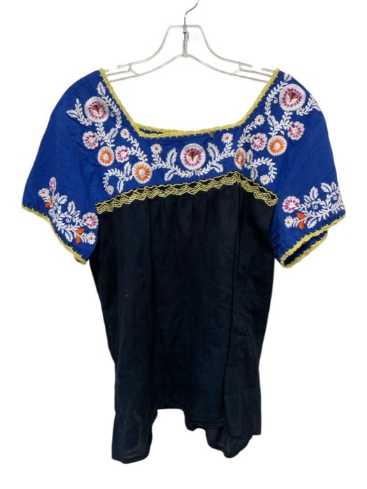 Roberta Roller Rabbit Size M Royal Blue & Black Cotton Short Sleeve Tunic Top Royal Blue & Black / M
