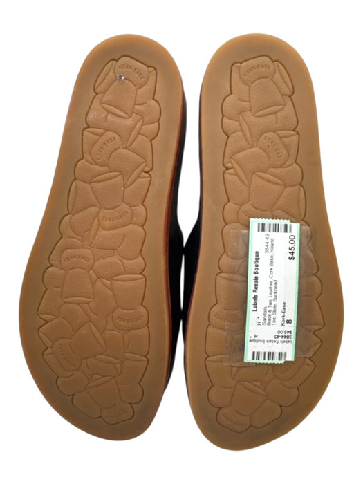 Kork-Ease Shoe Size 8 Black & Tan Leather Cork Base Round Toe Slide Sandals Black & Tan / 8