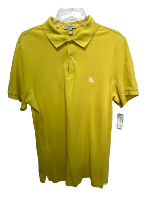 Burberry Size XL Yellow Cotton Solid Polo Men's Short Sleeve XL