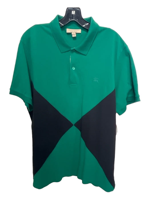 Burberry Size XXL Green & Black Cotton Two Tone Polo Men's Short Sleeve XXL