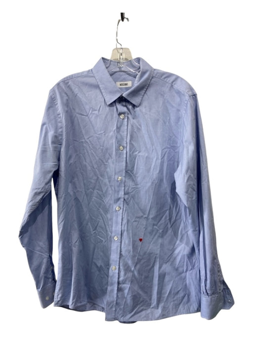 Moschino Size 17 Light blue Cotton Solid Oxford Button Down Long Sleeve Shirt 17