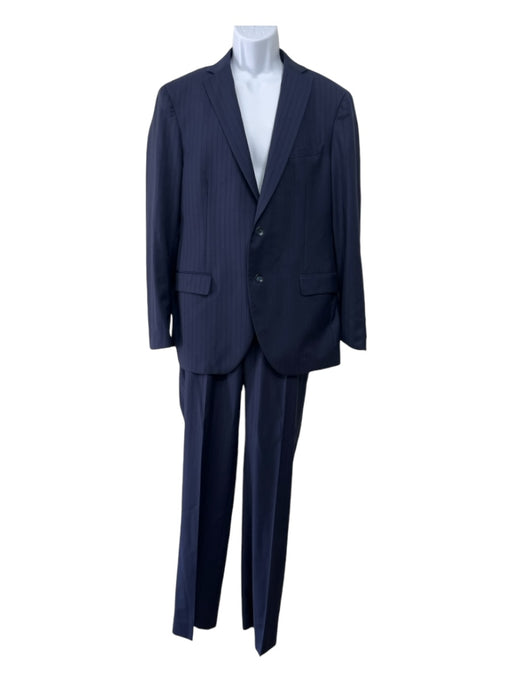 Paolini Made in Italy Navy Wool Striped 2 Button Men's Suit 52