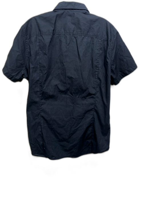 Roberto Cavalli Size L Black Cotton Blend Solid Button Up Men's Short Sleeve Black / L