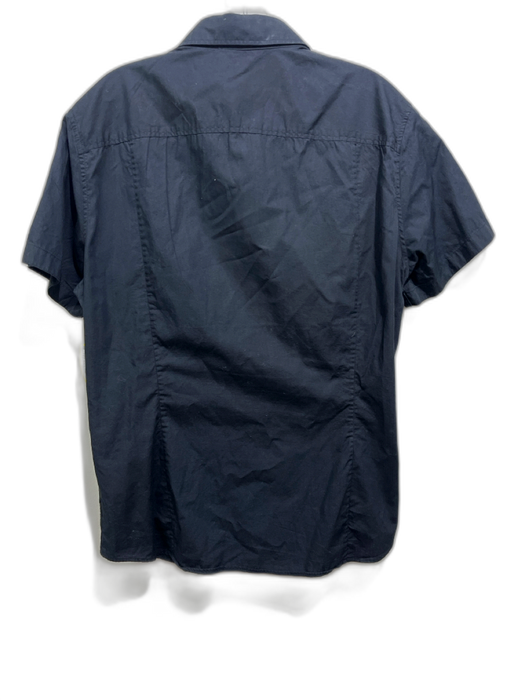Roberto Cavalli Size L Black Cotton Blend Solid Button Up Men's Short Sleeve Black / L