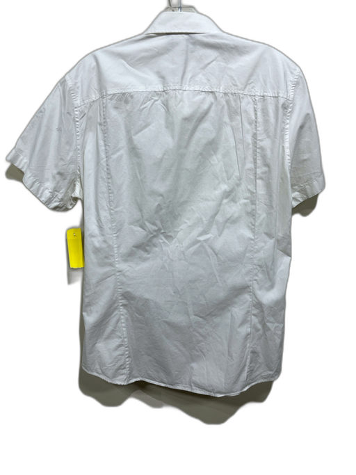 Roberto Cavalli Size L White Cotton Blend Solid Button Up Men's Short Sleeve White / L