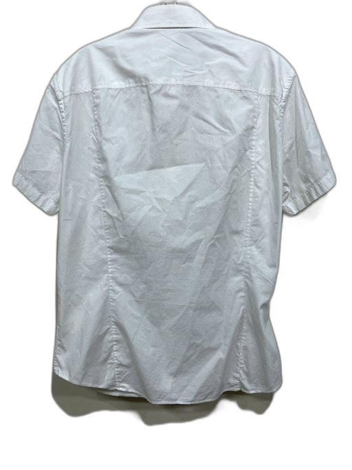 Roberto Cavalli Size L White Cotton Blend Solid Button Up Men's Short Sleeve White / L