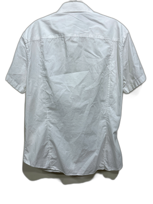 Roberto Cavalli Size L White Cotton Blend Solid Button Up Men's Short Sleeve White / L