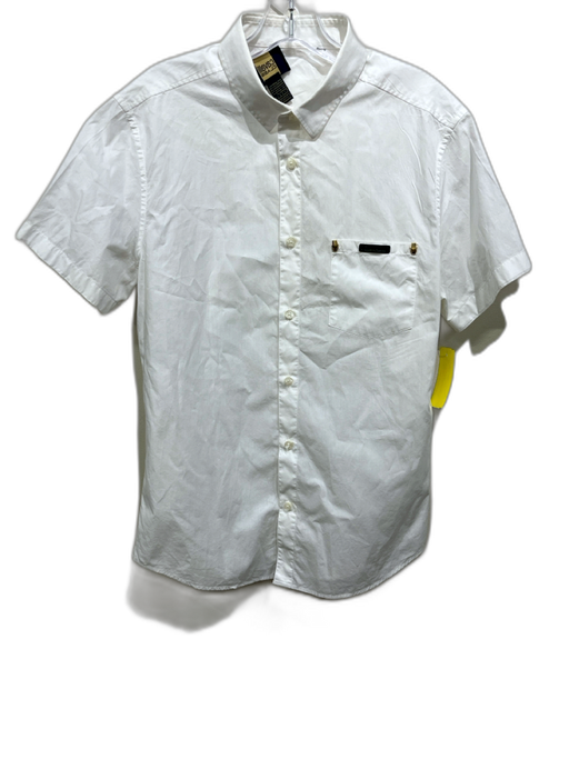 Roberto Cavalli Size L White Cotton Blend Solid Button Up Men's Short Sleeve White / L