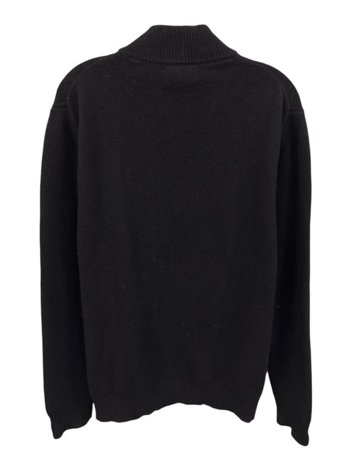 Ledbury Size L Navy Blue Wool Blend Solid Quarter Zip Men's Sweater Navy Blue / L