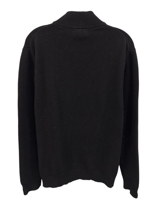 Ledbury Size L Navy Blue Wool Blend Solid Quarter Zip Men's Sweater Navy Blue / L