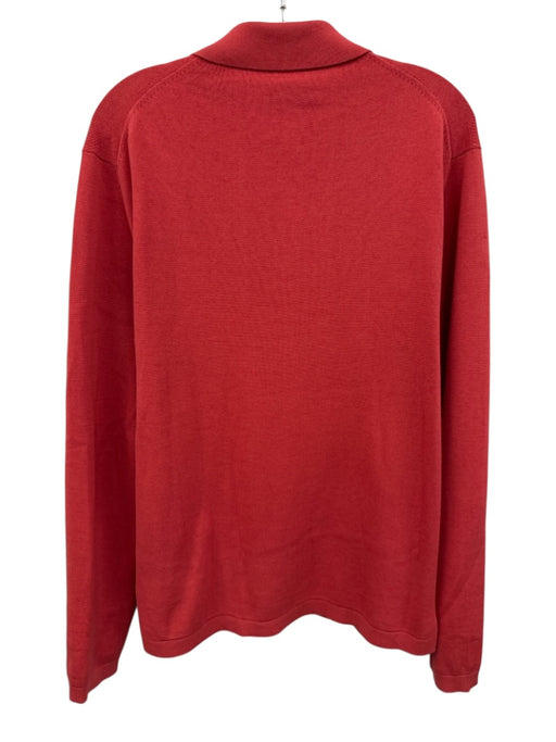 Sid Mashburn Size L Red Cotton Solid Knit Polo Men's Long Sleeve Shirt Red / L