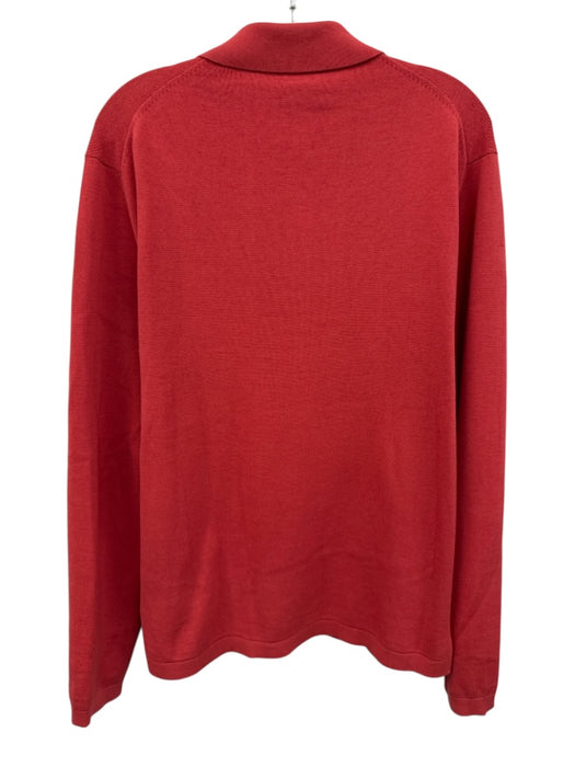 Sid Mashburn Size L Red Cotton Solid Knit Polo Men's Long Sleeve Shirt Red / L