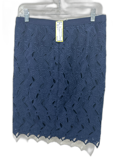 Elie Tahari Size 8 Navy Polyester Side Zip Overlay Below Knee Skirt Navy / 8