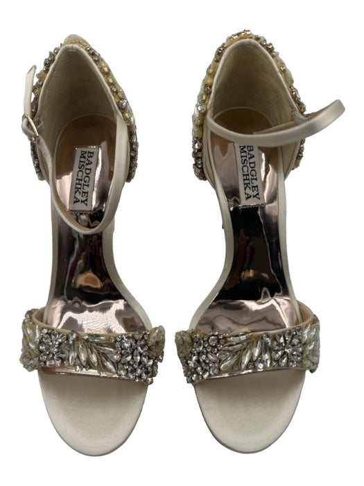 Badgley Mischka Shoe Size 7.5 Cream & Clear Synthetic Crystal Open Toe Sandals Cream & Clear / 7.5