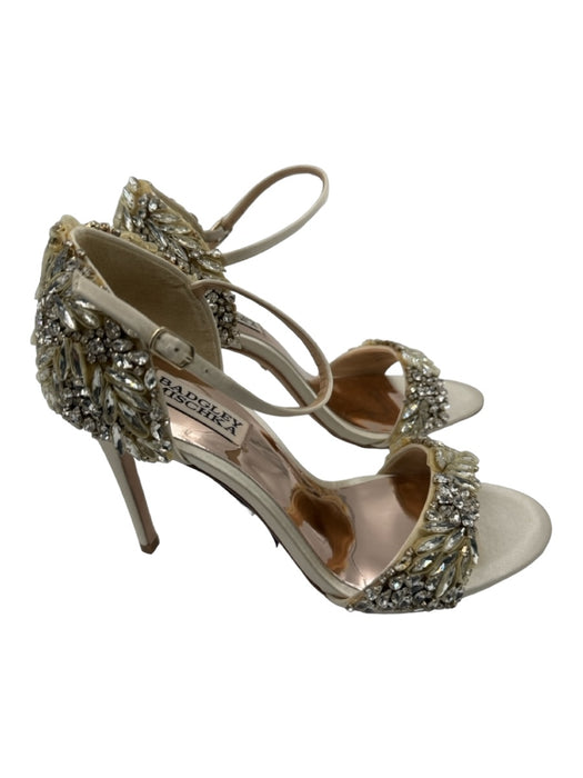 Badgley Mischka Shoe Size 7.5 Cream & Clear Synthetic Crystal Open Toe Sandals Cream & Clear / 7.5