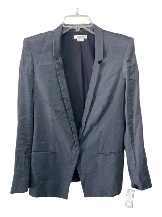 Helmut Lang Size 0 Dark Gray Linen & Cupro 1 Button Shoulder Pads Blazer Jacket Dark Gray / 0