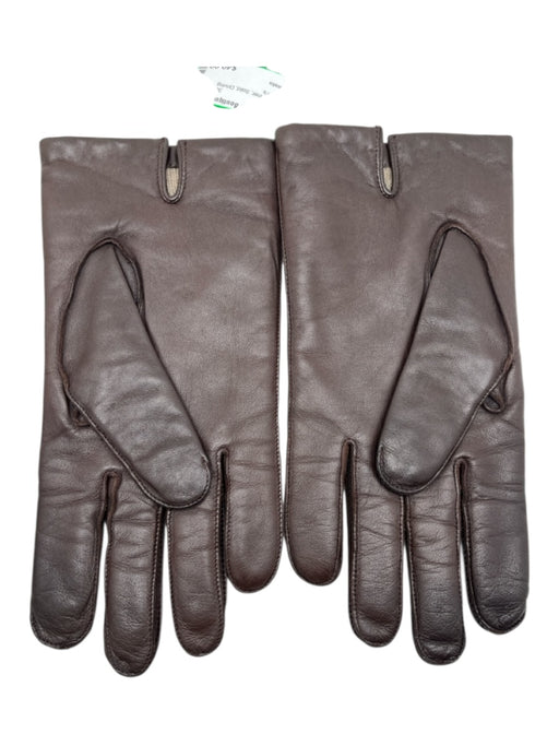 Carolina Amato Dark Brown Leather Solid Driving Men's Gloves Dark Brown