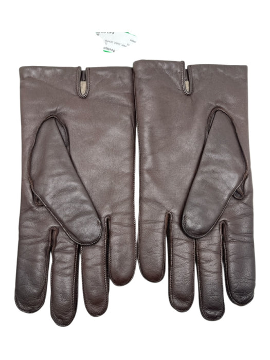 Carolina Amato Dark Brown Leather Solid Driving Men's Gloves Dark Brown