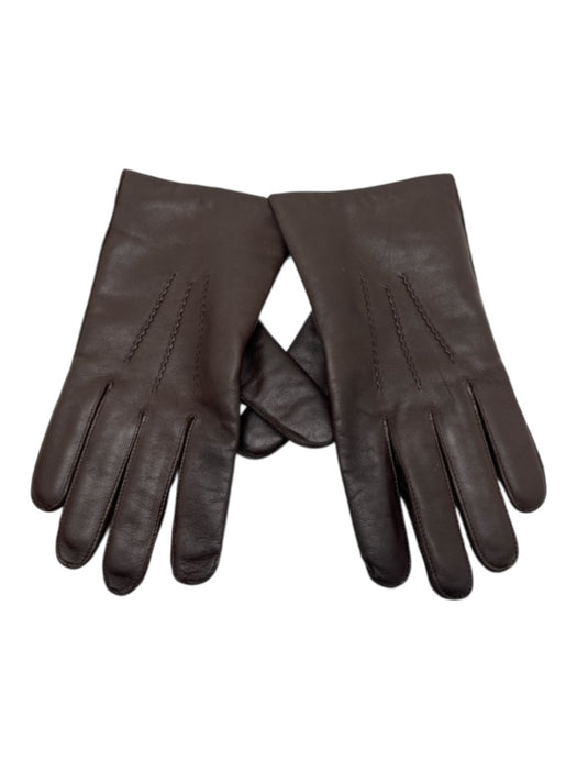 Carolina Amato Dark Brown Leather Solid Driving Men's Gloves Dark Brown