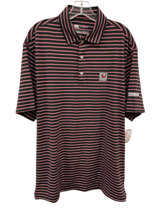 Onward Reserve Size M Black & Red Synthetic Striped Polo Athleisure Short Sleeve Black & Red / M