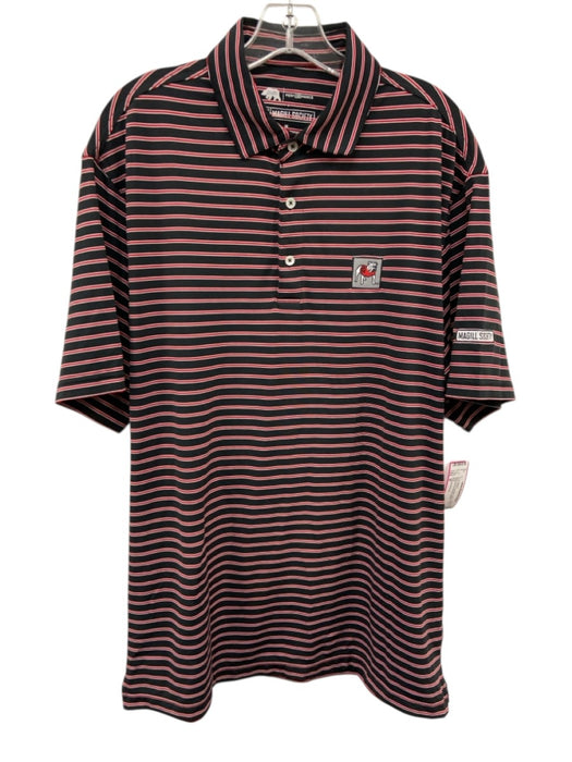 Onward Reserve Size M Black & Red Synthetic Striped Polo Athleisure Short Sleeve Black & Red / M