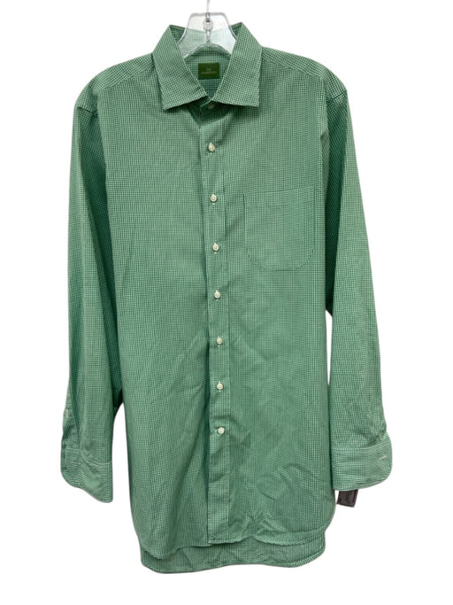 Sid Mashburn Size M Green & White Cotton Gingham Button Up Long Sleeve Shirt Green & White / M
