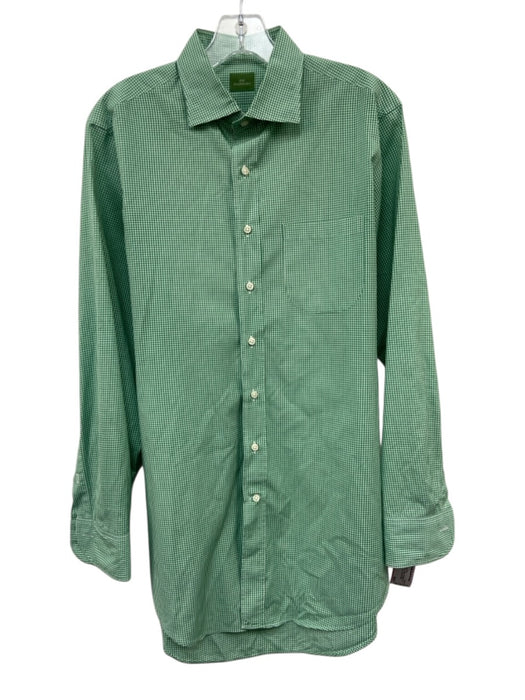 Sid Mashburn Size M Green & White Cotton Gingham Button Up Long Sleeve Shirt Green & White / M