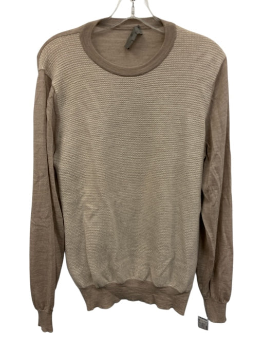 Canali Size 52 Beige Wool Textured Crew Neck Men's Sweater Beige / 52