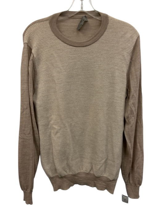 Canali Size 52 Beige Wool Textured Crew Neck Men's Sweater Beige / 52