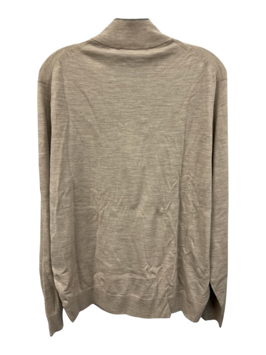Peter Millar Size L Beige Wool Heathered Quarter Zip Men's Sweater Beige / L