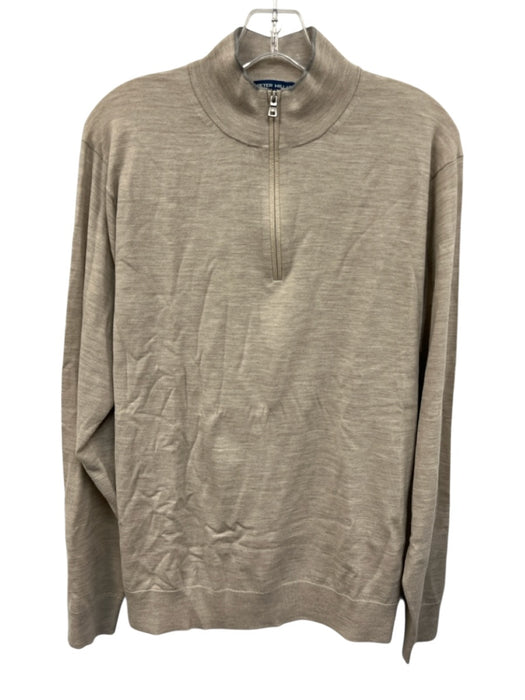 Peter Millar Size L Beige Wool Heathered Quarter Zip Men's Sweater Beige / L