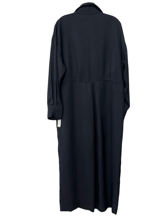 COS Size XL Black Viscose Long Sleeve Button Down Wide Leg Cropped Jumpsuit Black / XL