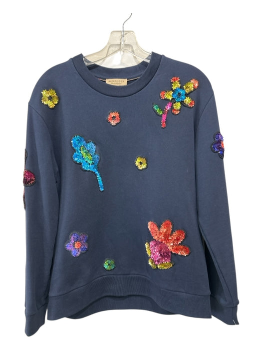 Burberry Size M navy blue & multi Cotton Sequins Long Sleeve Sweatshirt navy blue & multi / M