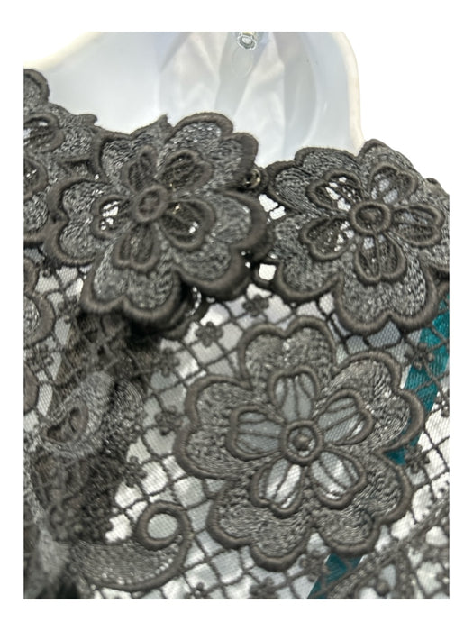 Dolce & Gabbana Size 44 Black & Blue Silk & Polyamide Lace Overlay Dress Black & Blue / 44