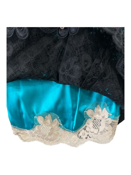 Dolce & Gabbana Size 44 Black & Blue Silk & Polyamide Lace Overlay Dress Black & Blue / 44