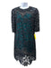 Dolce & Gabbana Size 44 Black & Blue Silk & Polyamide Lace Overlay Dress Black & Blue / 44