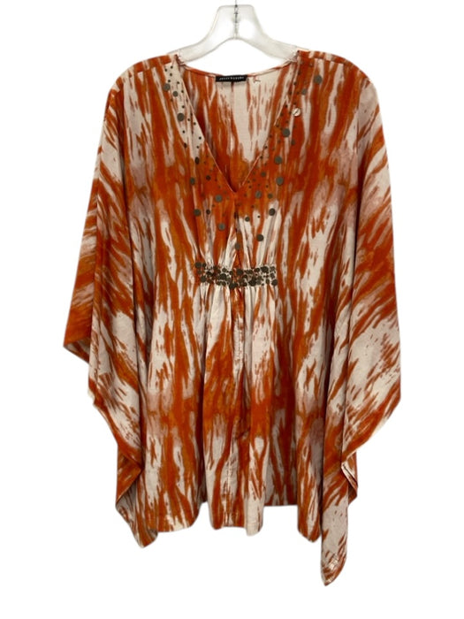 Josie Natori Size Medium Orange & White Abstract Tie Dye Dress Orange & White / Medium