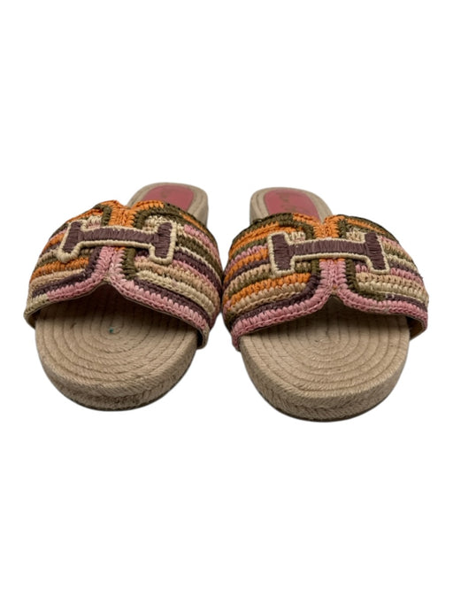 Sam Edelman Shoe Size 11 Pink, Orange, Green Raffia Espadrille Mule Sandals Pink, Orange, Green / 11