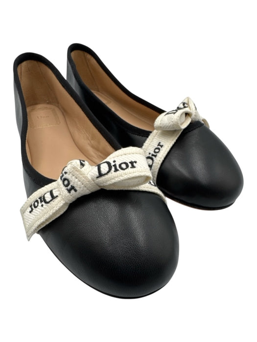 Christian Dior Shoe Size 41 Black Leather Ribbon Logo Ballet Flats Black / 41