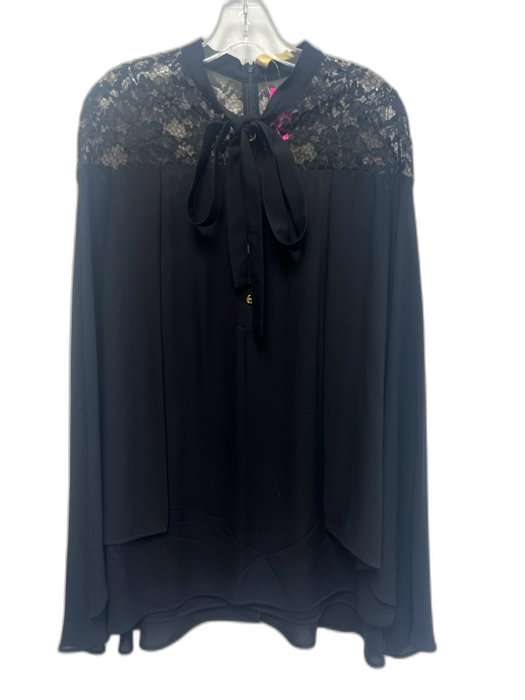 Elie Saab Black Sheer Long Sleeve Half Button Top Black