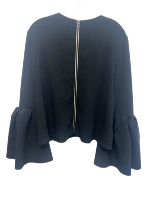 Roksanda Size Est L Black Long Bell Sleeve Back Zip Top Black / Est L