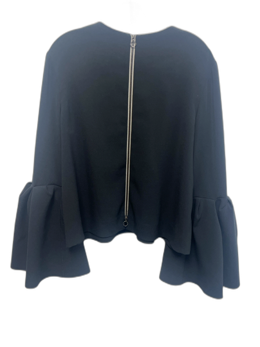 Roksanda Size Est L Black Long Bell Sleeve Back Zip Top Black / Est L