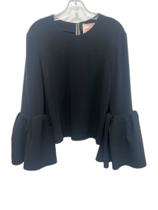 Roksanda Size Est L Black Long Bell Sleeve Back Zip Top Black / Est L